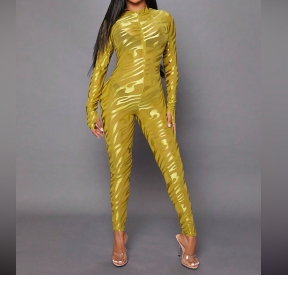 SHEIN SXY Mock Neck Mesh Unitard Jumpsuit size XS NWT - Picture 5 of 10